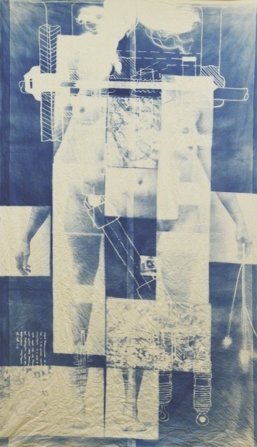 Klara Meinhardt: Embodiment – Wiederholung, 2017, 
cyanotype on fabric, 260 x 150 cm

